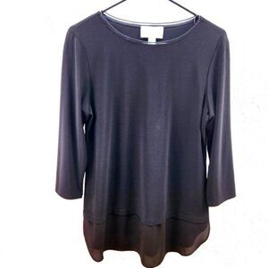 Joseph Ribkoff Black Tunic Top Size L 3/4 Sleeves, Made in Canada